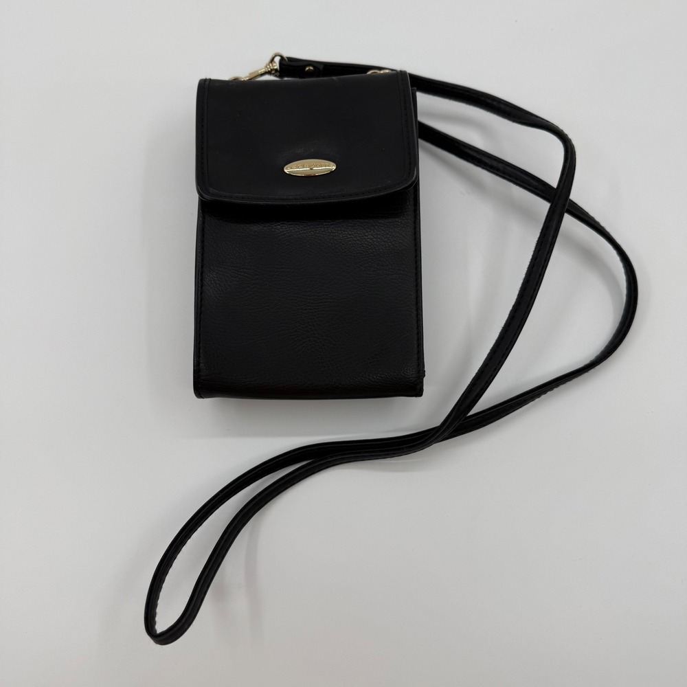 Liz Claiborne Black Pebbled Wallet‎ Crossbody Bag with Gold 
Hardware